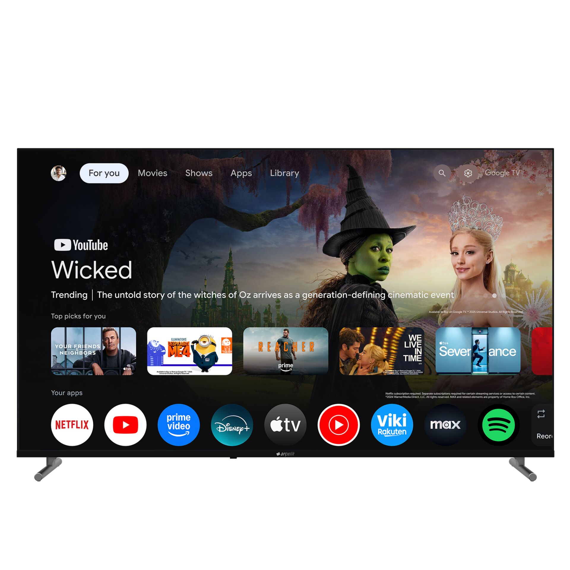 Arçelik 7 Serisi A 775 C 4K Ultra Hd 75'' 189 Ekran Google Smart LED Tv