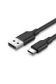 UGREEN USB-C - USB-A 3A QC Hızlı Şarj Kablosu, 1 m, Siyah, 60116