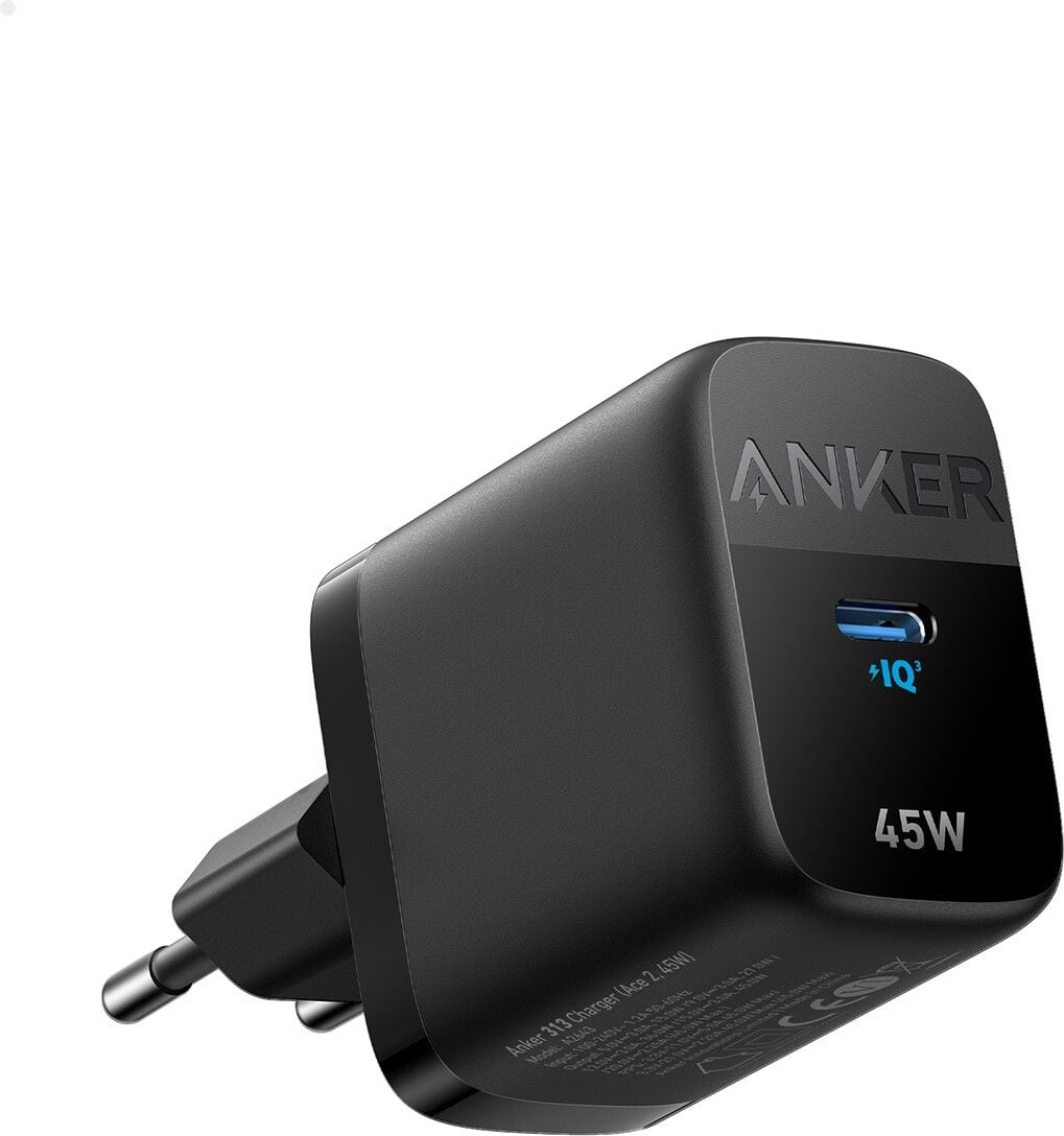 Anker 313 PPS Destekli 45W USB-C Şarj Cihazı - iPhone / Android / Macbook Uyumlu Type-C Hızlı Şarj Adaptörü - A2643 - Siyah (Anker Türkiye Garantili)