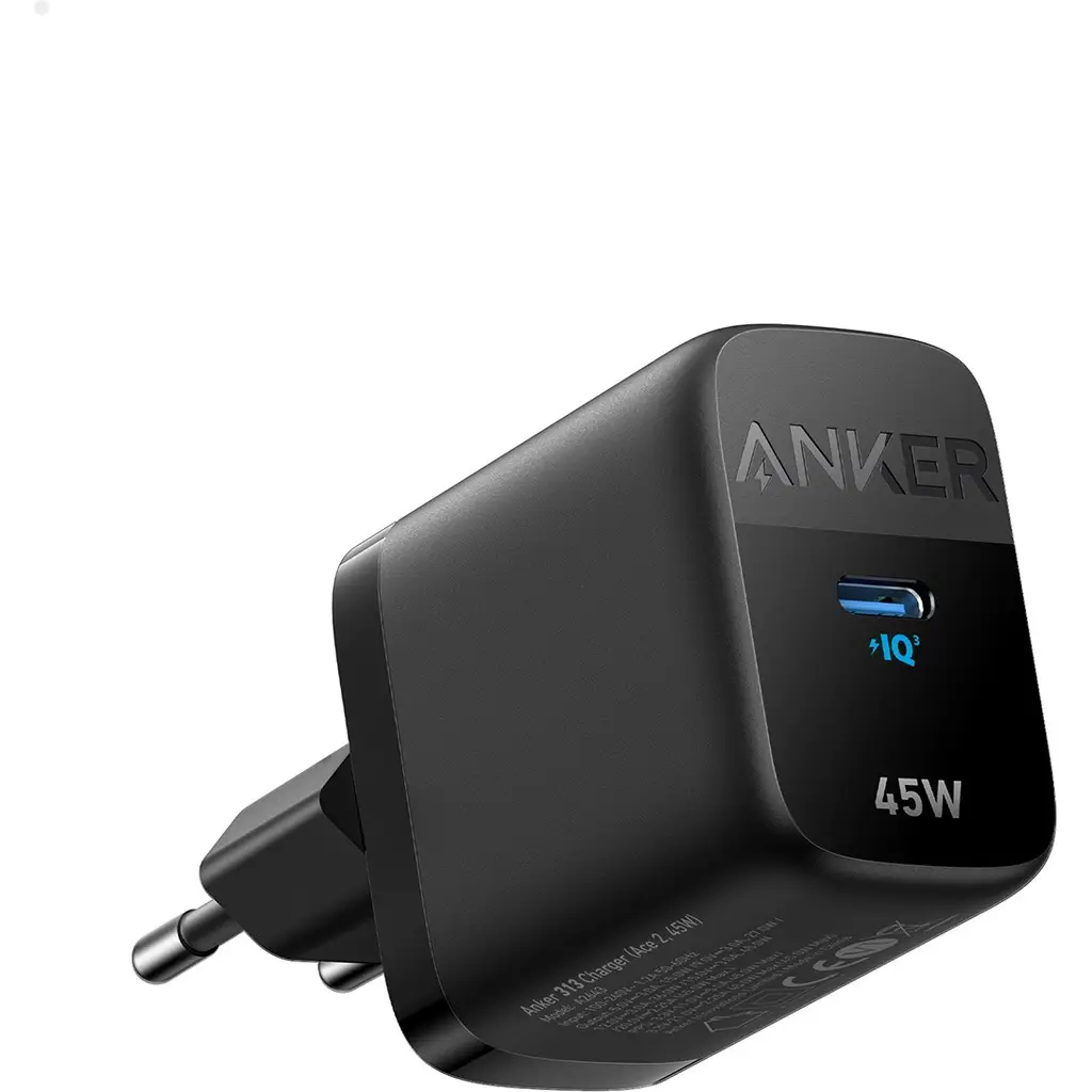 Anker 313 PPS Destekli 45W USB-C Şarj Cihazı - iPhone / Android / Macbook Uyumlu Type-C Hızlı Şarj Adaptörü - A2643 - Siyah (Anker Türkiye Garantili)