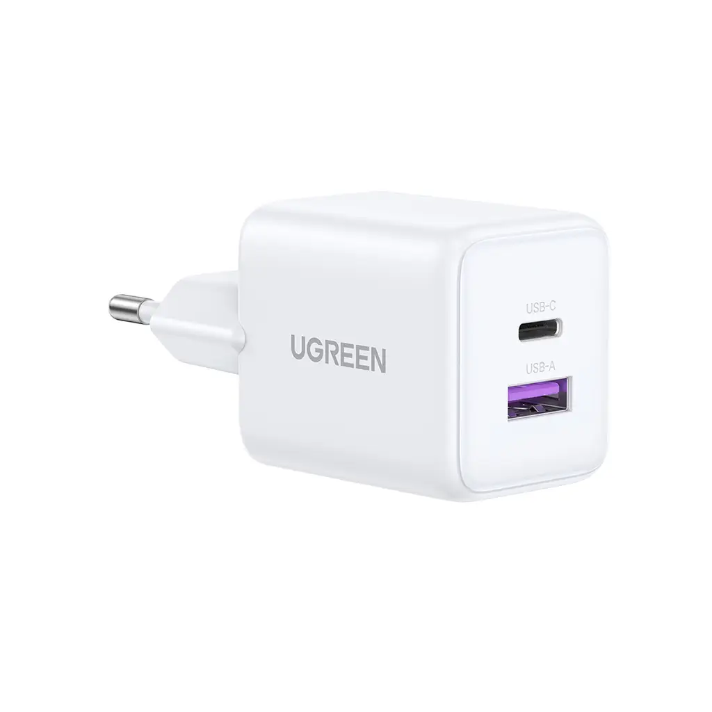 UGREEN 30W GaN Hızlı Şarj Cihazı 2 Portlu 1xUSB-A 1xUSB-C Beyaz 65015